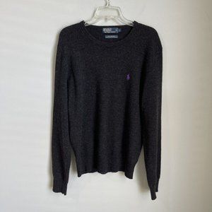 Vtg Polo Ralph Lauren Gray Mens 100% Lambs Wool Sweater
